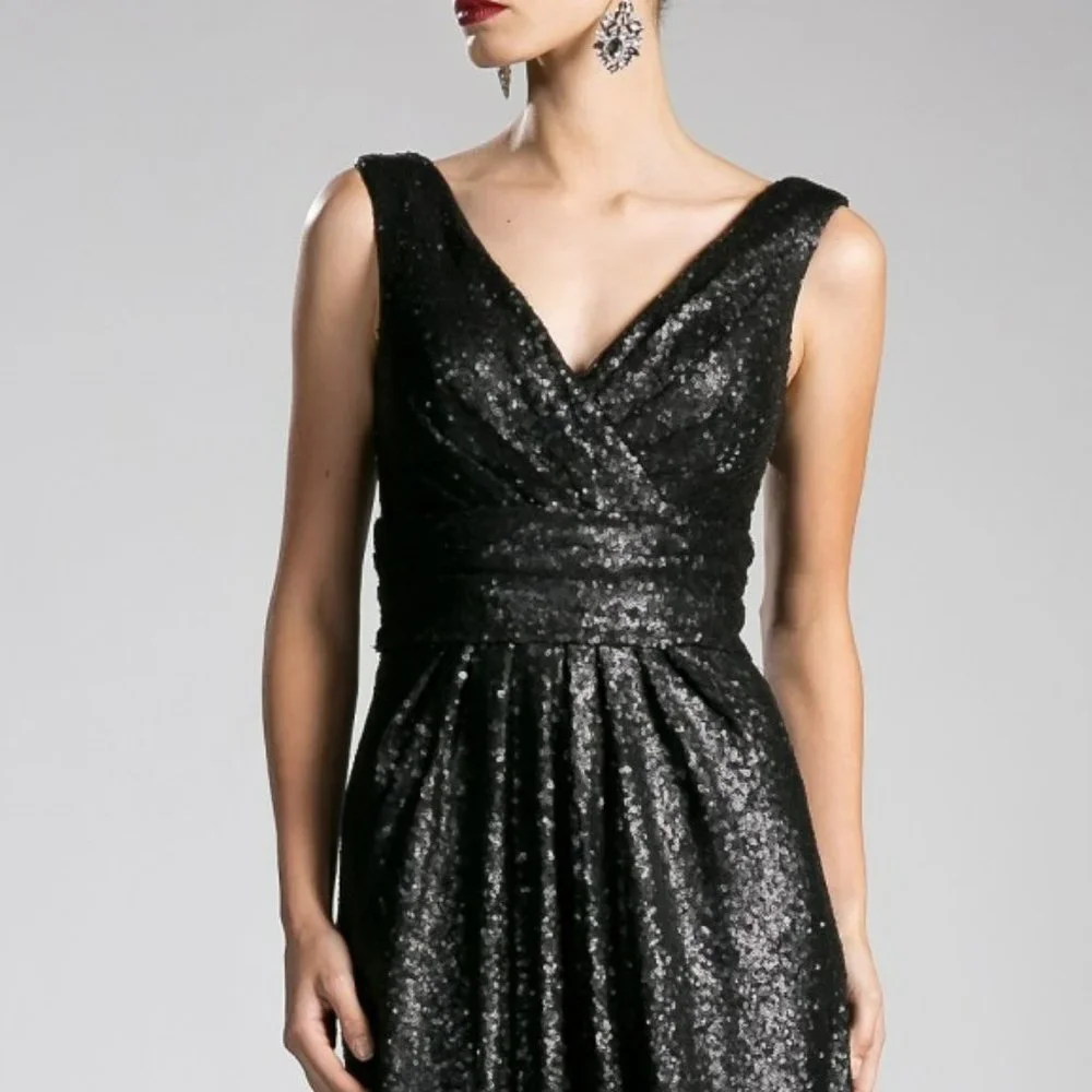 NEW BLACK  PROM PARTY EVENING WEDDING MOTHER OF BRIDE Sequin Sheath Dres…